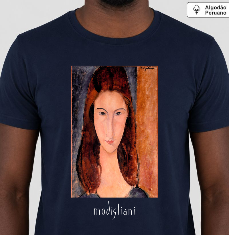 Camiseta Algodão Peruano Tanguis Retrato de Jeanne Hébuterne Modigliani