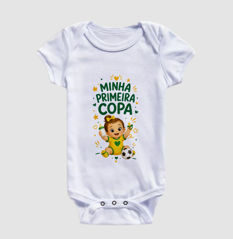 Minha primeira Copa - bebê menina (body bebê)