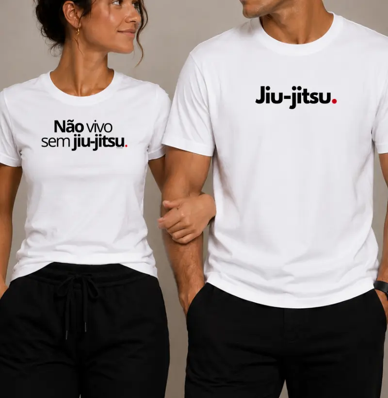 Camisetas Casal Jiu-Jitsu | Não Vivo sem Jiu-Jitsu (valor unitário)
