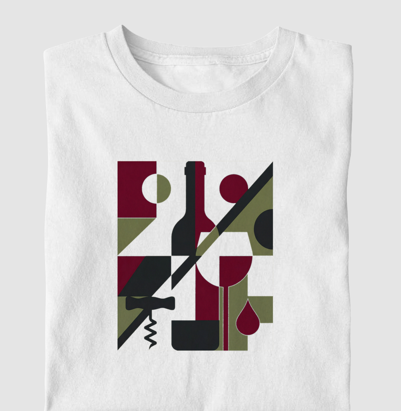 Camiseta Wine Geometric Art – Design Minimalista com Vinho