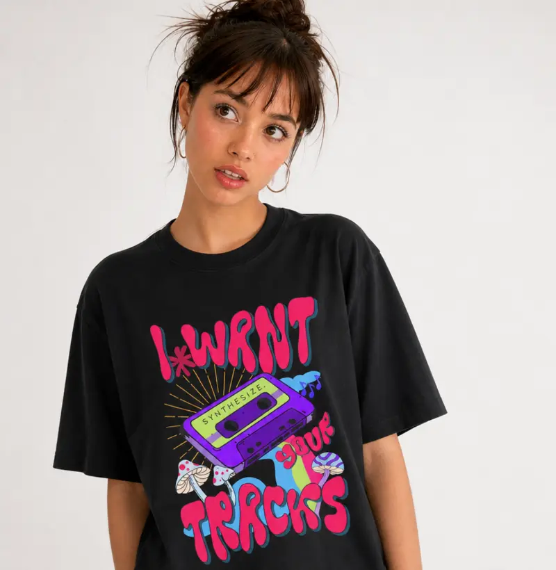 I WANT YOUR TRACKS — Camiseta Oversized