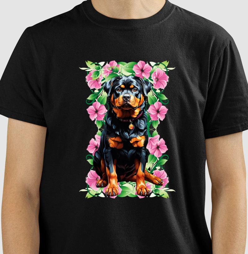 Rottweiler com Flores