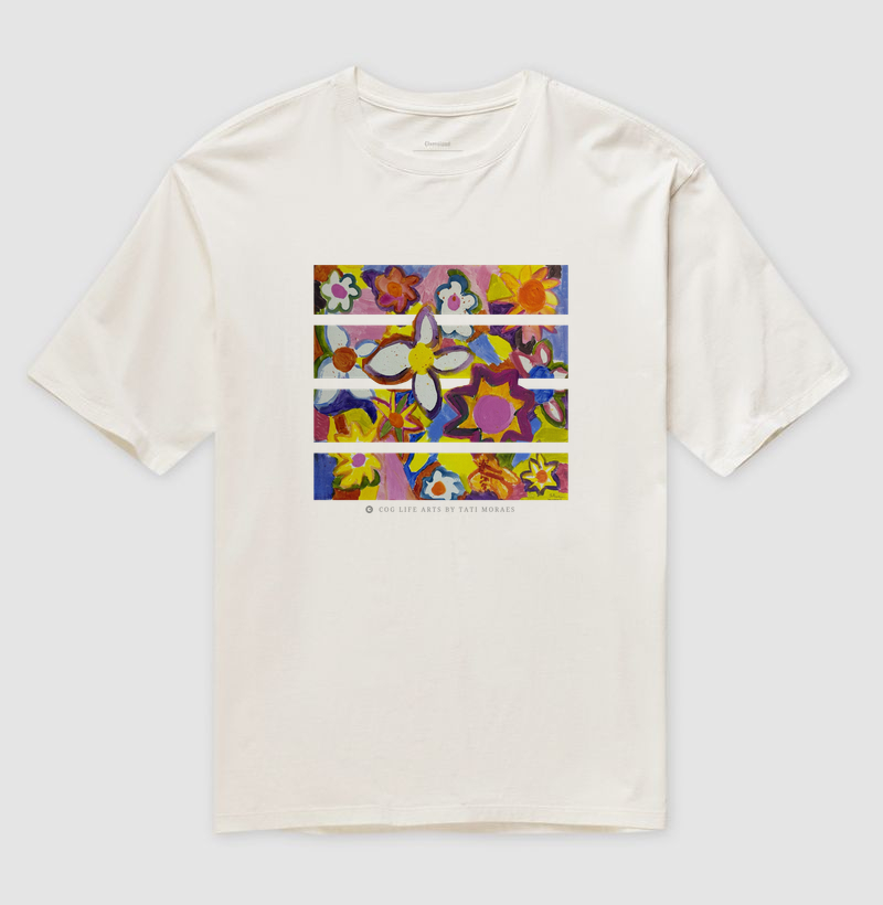 Camiseta Adulto Branca Flores by Tati Moraes