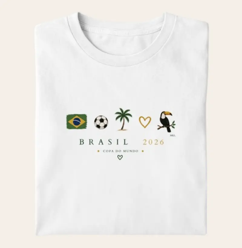 Camiseta Algodão Premium - Símbolos do Brasil