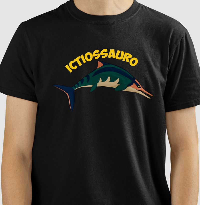 Camisa Algodão Estampada Salto do Ictiossauro Premium Dinoloco
