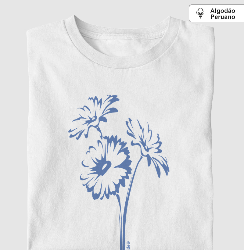 Gérberas Azuis - Algodão Peruano
