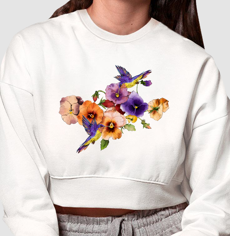 Beija-Flor Amor Perfeito - Moletom Cropped