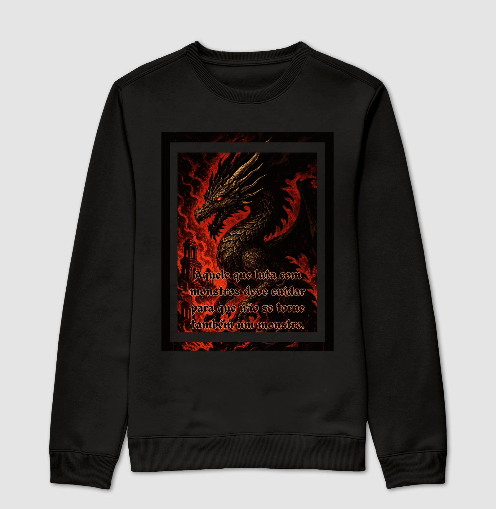 "Olhos do Abismo" – Camiseta Estampa Dragão & Nietzsche