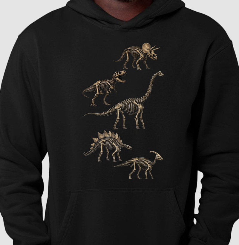 Blusa Dinossauro Moletom Fósseis Algodão Premium Dinoloco