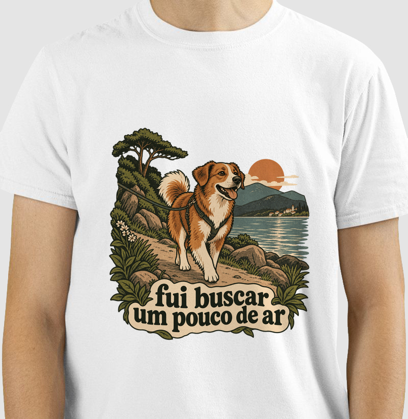 Camiseta Cachorro Natureza "fui buscar um pouco de ar" | Pelo & Pano