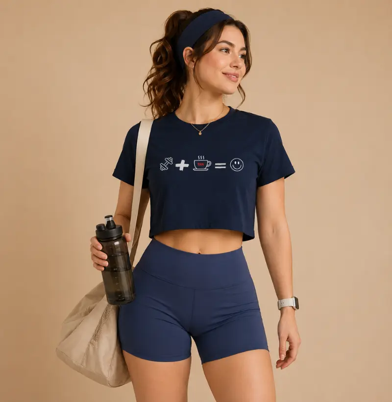 Cropped Treino + Café = Felicidade – TRN | Energia para o Seu Dia