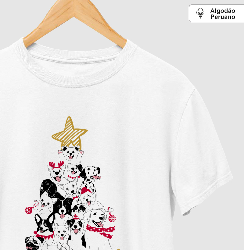 Feliz NatAU AUrvore - Camiseta Algodão Peruano