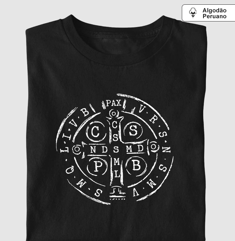 Medalha de São Bento Desenhada Algodão Peruano