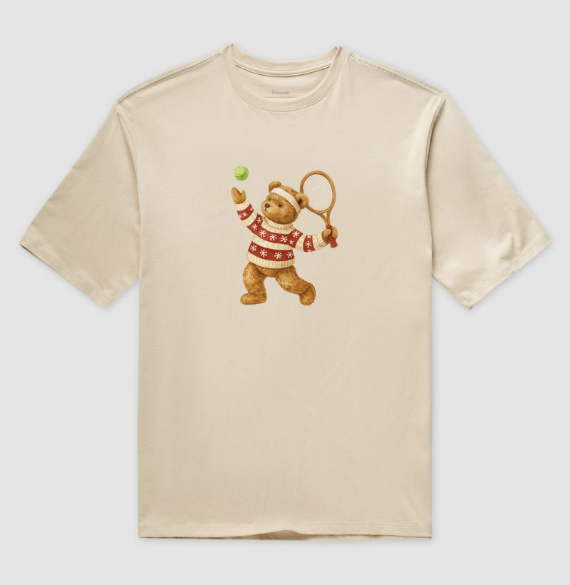 Urso tenista de natal sacando - Oversized