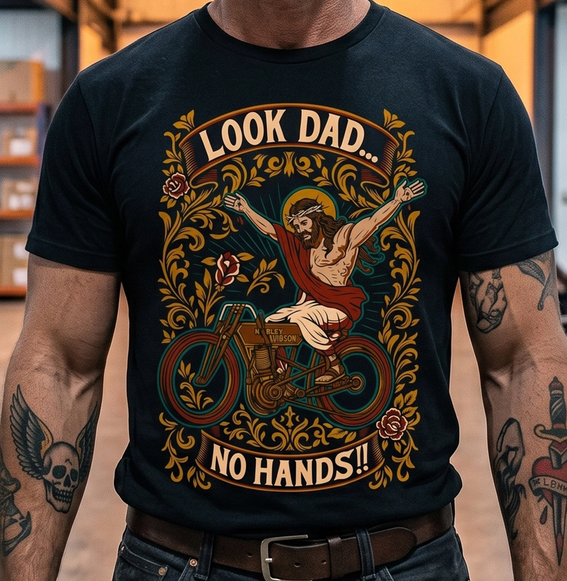 Look dad... no hands!
