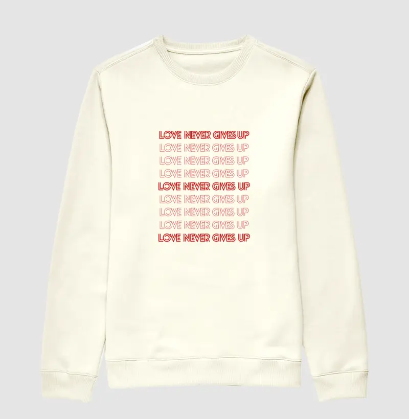 LOVE NEVER GIVES UP Suéter Slim estampa vermelha
