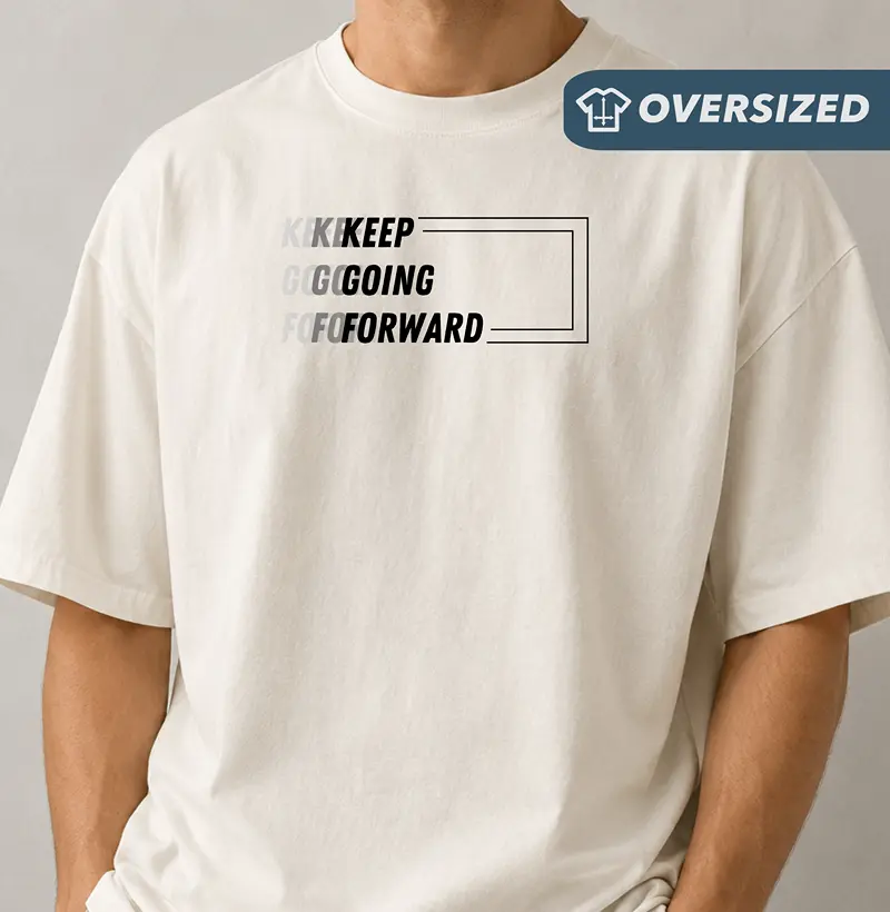 Camiseta Oversized Keep Going Forward - Estampa Preta - Camiseta Oversized