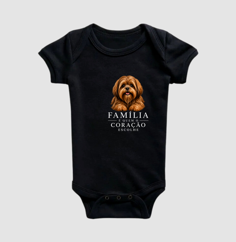 Shih Tzu Marrom - Família - Body Infantil