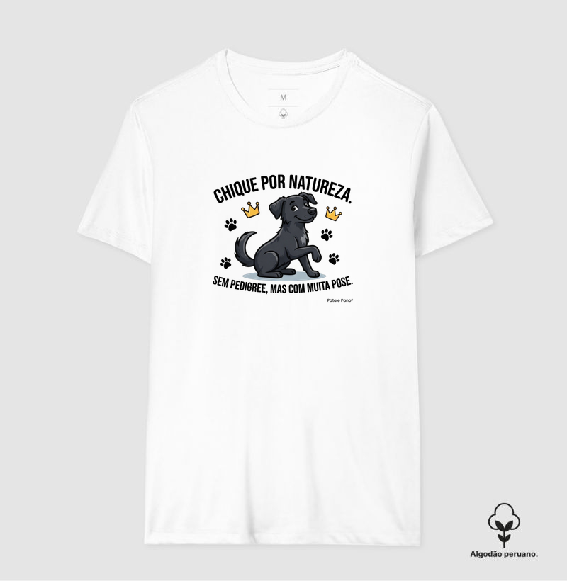 CAMISETA ALGODÃO PERUANO VIRA-LATA PRETO CHIQUE - Camiseta Algodão Peruano
