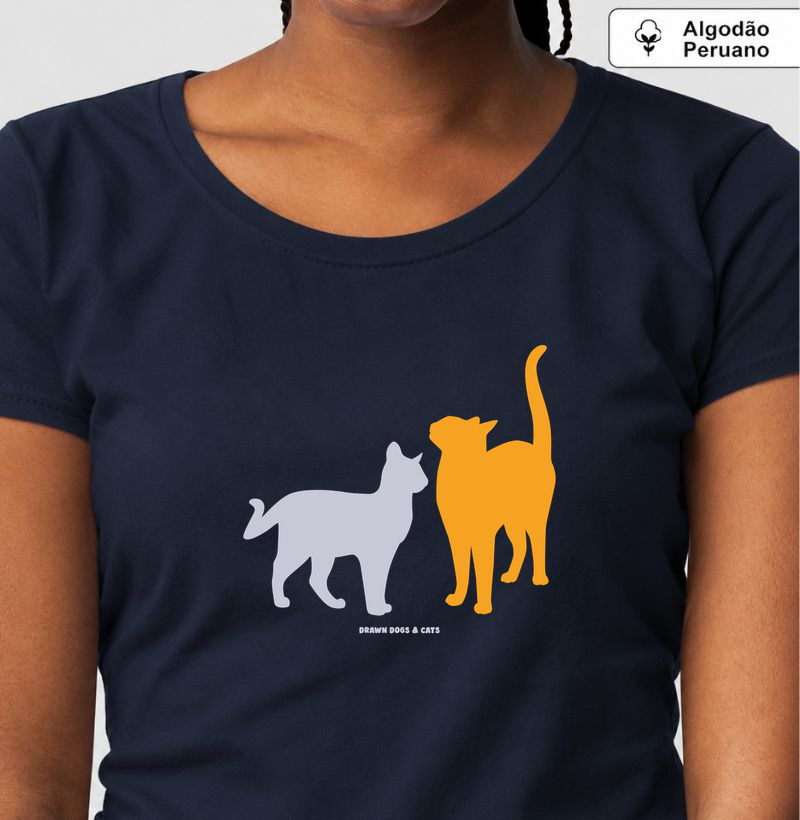 Silhuetas gatos laranja e cinza