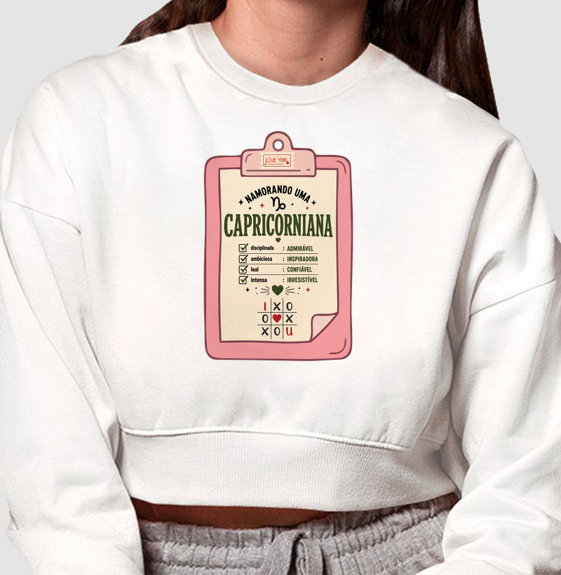 Namorando um (a) capricorniano (a) - Cropped Moletom