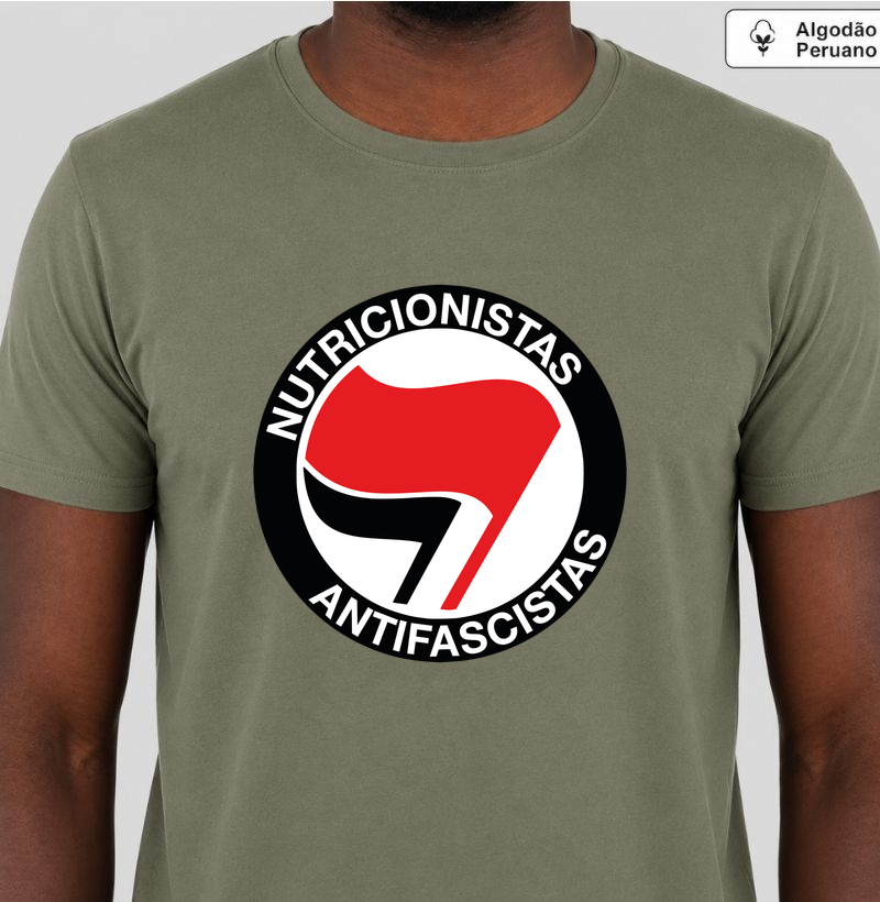 NUTRICIONISTAS ANTIFASCISTAS - Camiseta Algodão Peruano