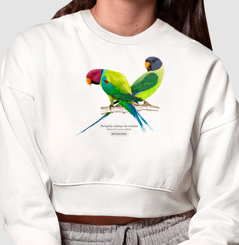 Love Friends - Periquito-cabeça-de-ameixa - Moletom Cropped