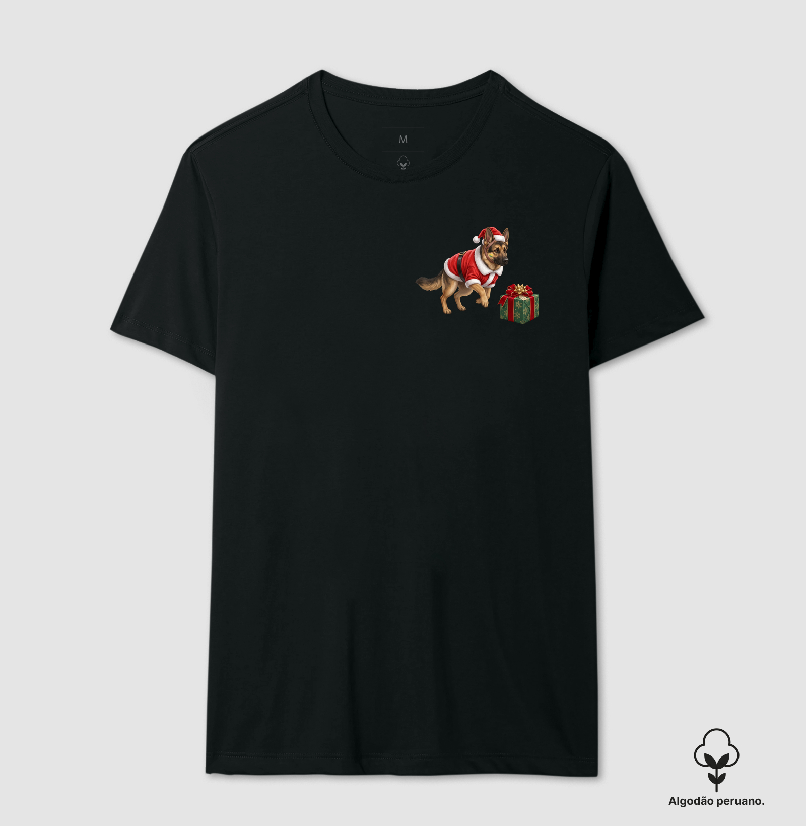 Pastor Alemão - Natal - Camiseta Algodão Peruano