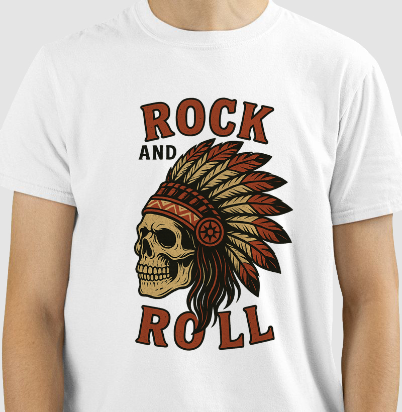 camiseta-rock-caveira-indigena-rock-and-roll