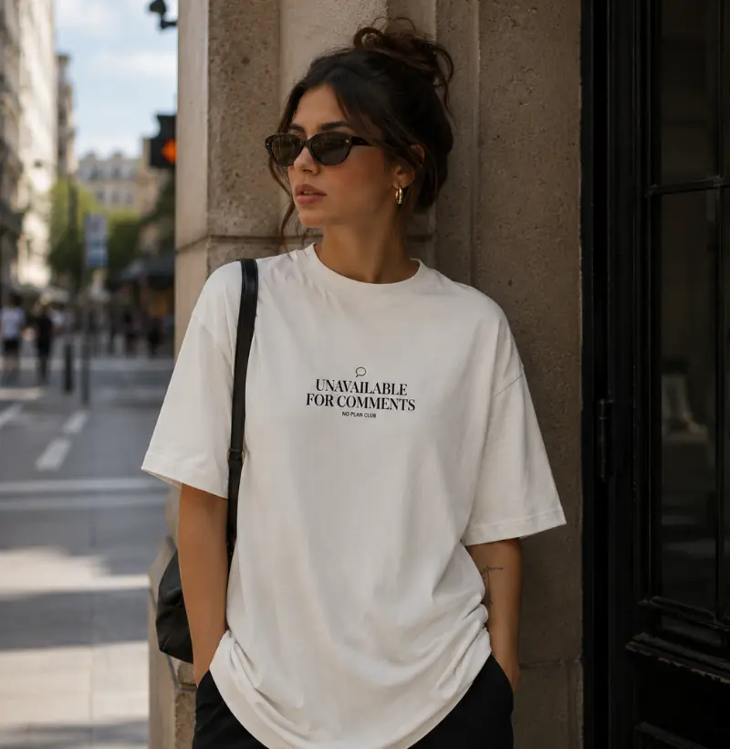 Camiseta Oversized Unavailable For Comments – No Plan Club