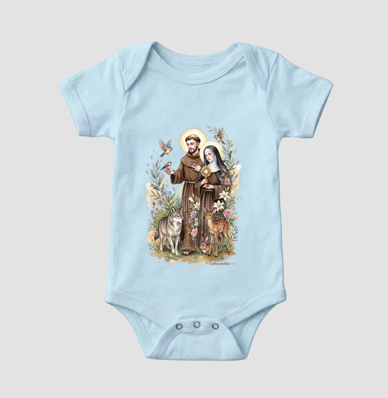 São Francisco e Santa Clara de Assis - Natureza e Devoção - Body Infantil