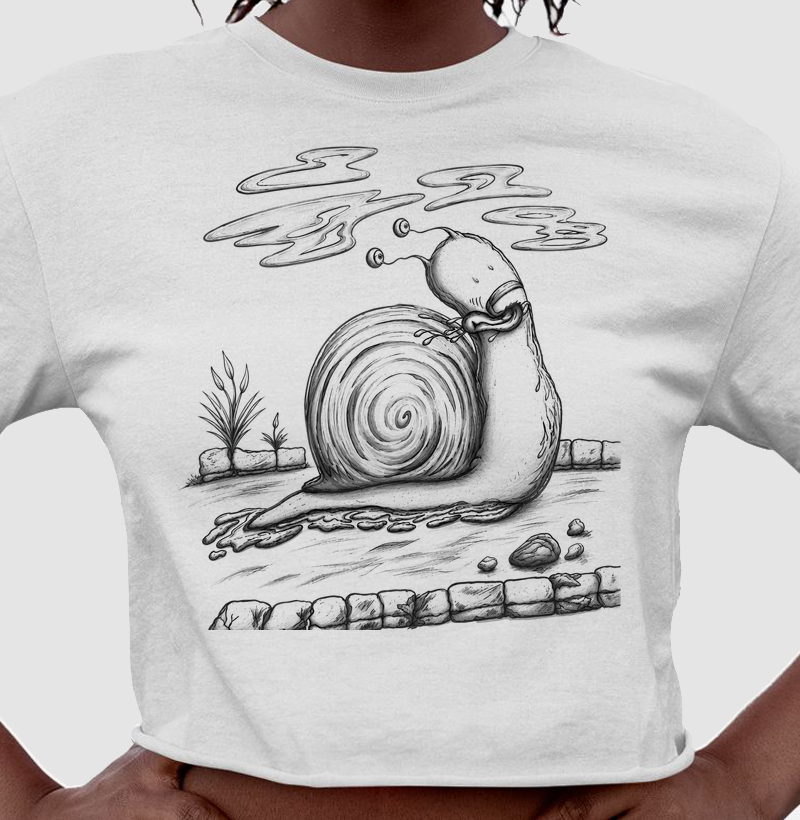 Cropped Caracol Preta e Branco
