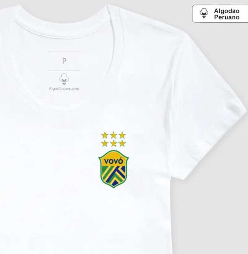 Vovó Campeã - 6 estrelas (algodão peruano) - Camiseta Algodão Peruano