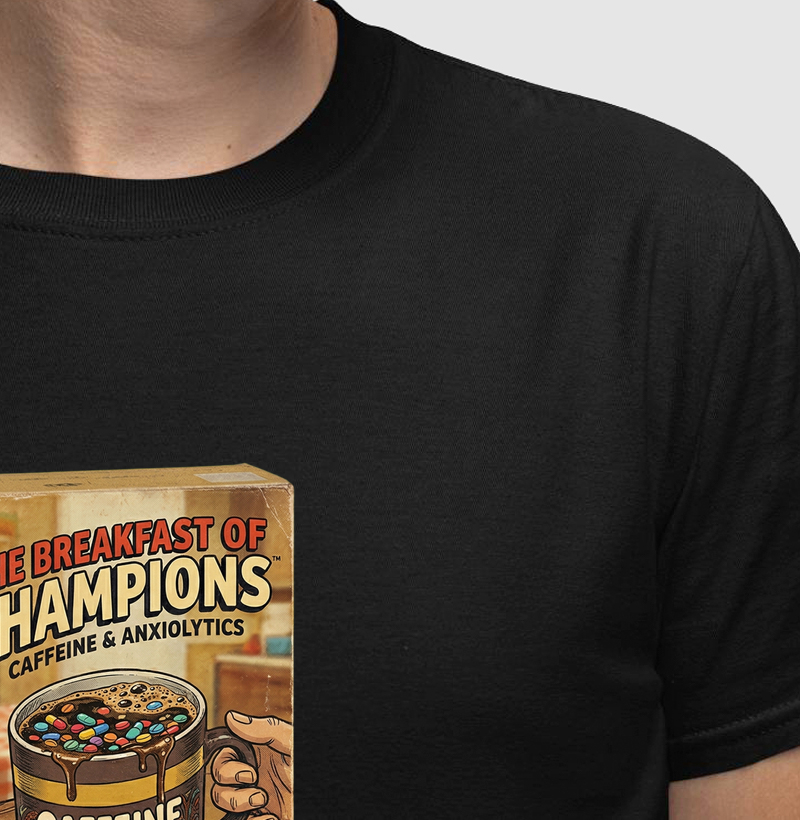 Camiseta Breakfast of Champions – Caffeine & Anxiolytics | No Plan Club