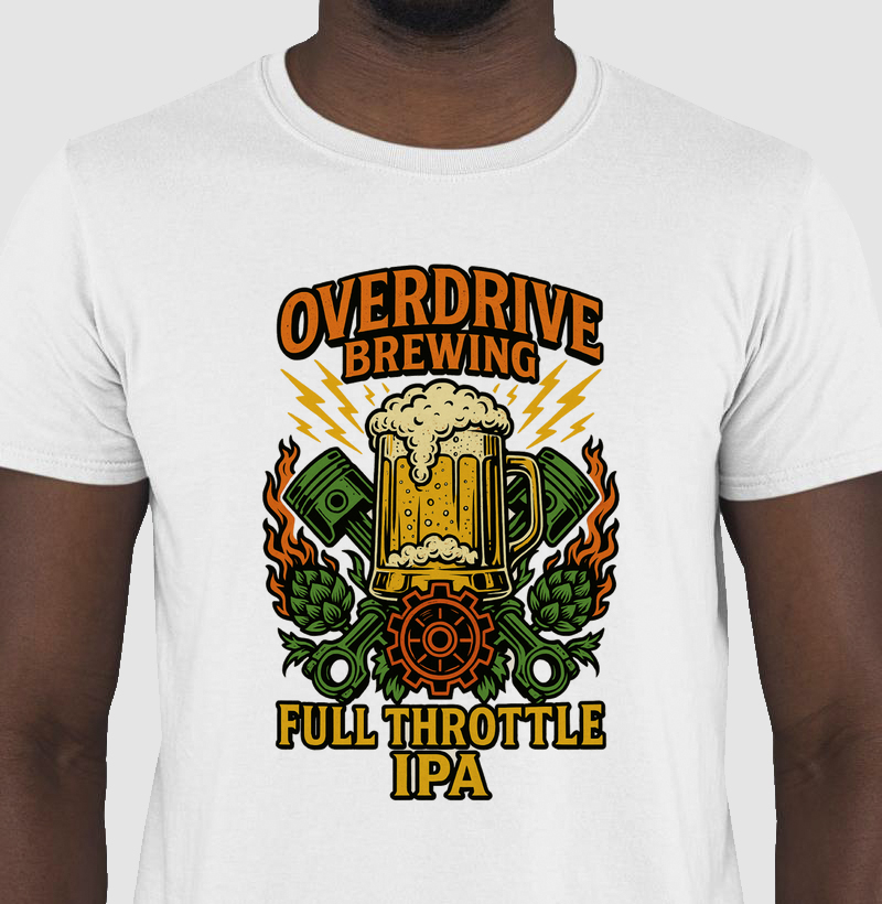 Camiseta Overdrive Brewing – Full Throttle IPA Cerveja Artesanal