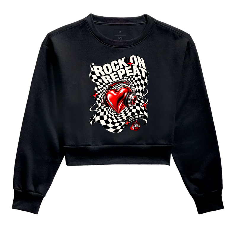Rock On Repeat - Cropped Moletom