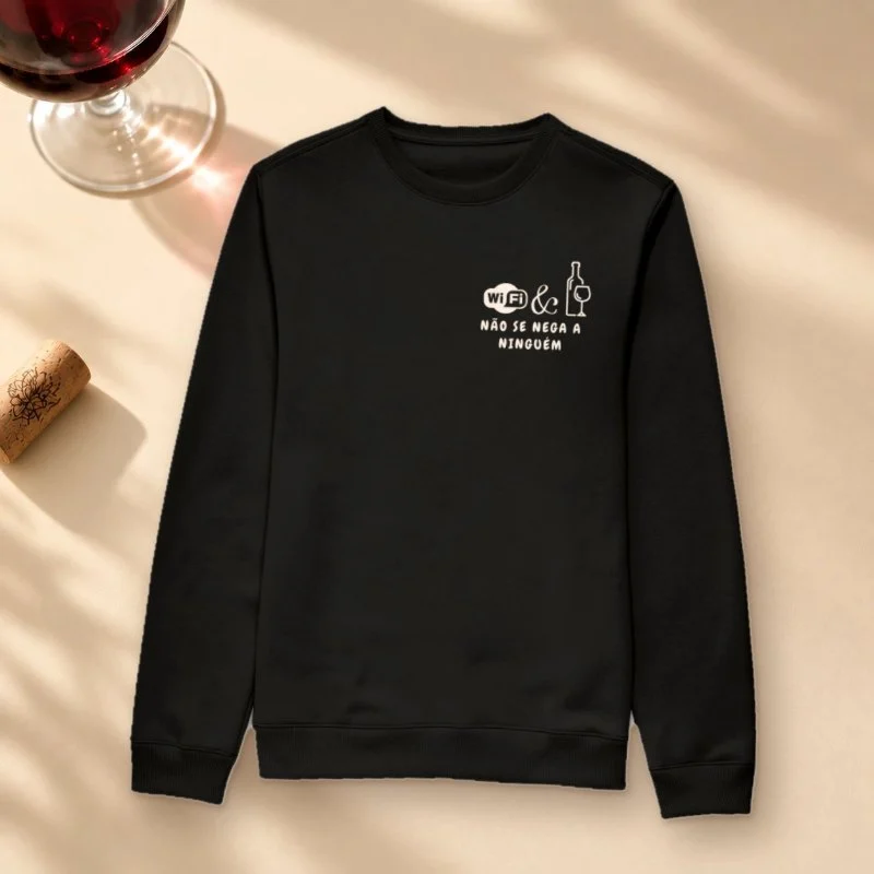 Camiseta Wi-Fi e Vinho - Suéter Moletom
