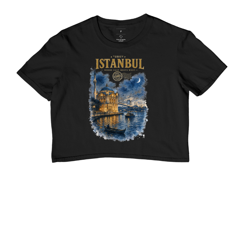 Camiseta Istanbul Turkey Where East Meets West | Aquarela Mesquita Bósforo | Colecao Fashion Travel
