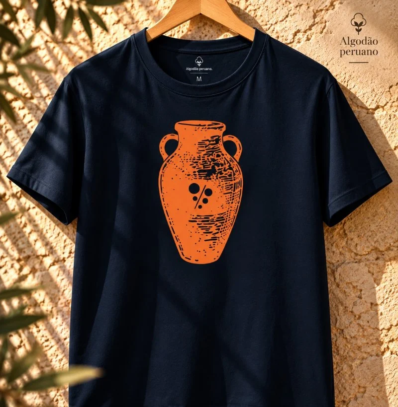 Camiseta Brasil de Vinhos - Ânfora Laranja - Camiseta Algodão Peruano