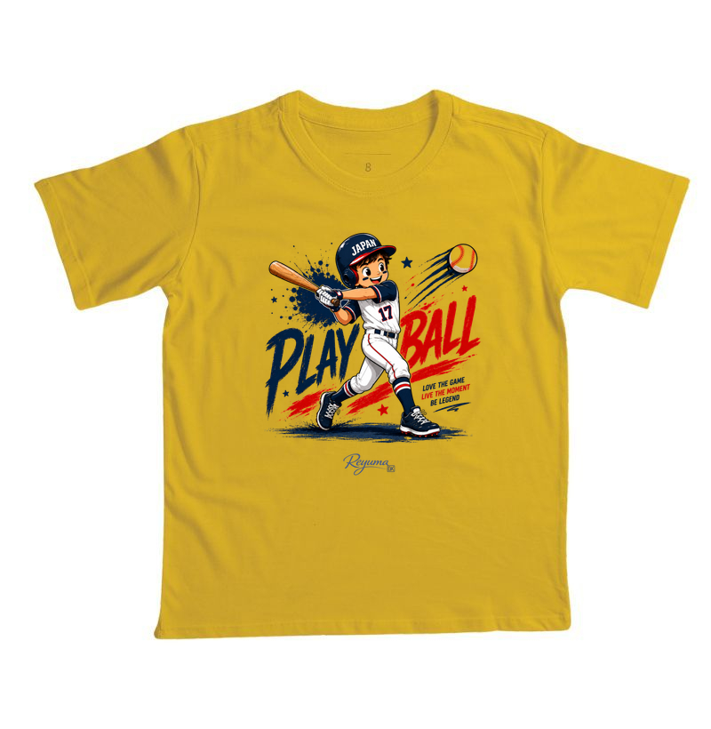 Camiseta Infantil, Menino, Menina, Juvenil Baseball - Play ball Baseball Japan -   Algodão 100%  - Camiseta Infantil