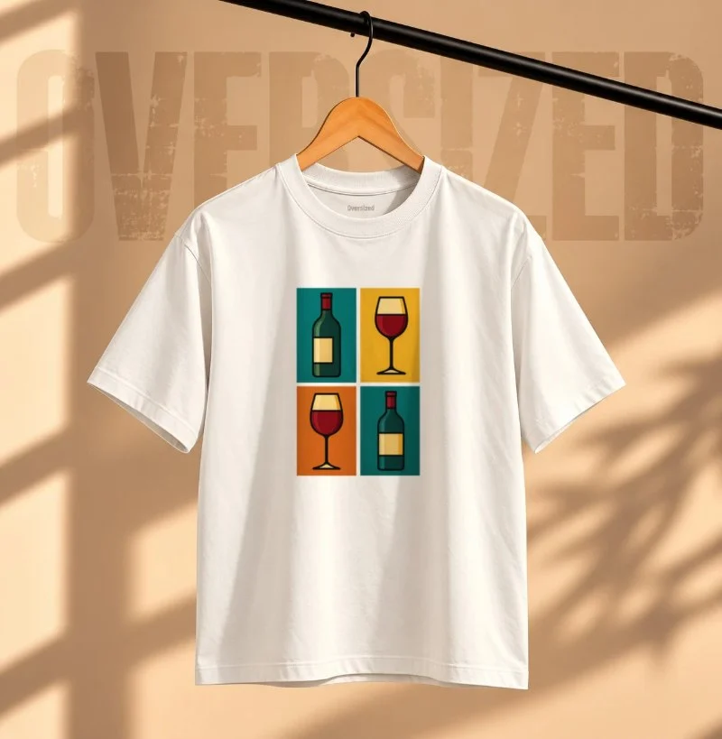 Camiseta Oversized Pop Art do Vinho - Camiseta Oversized