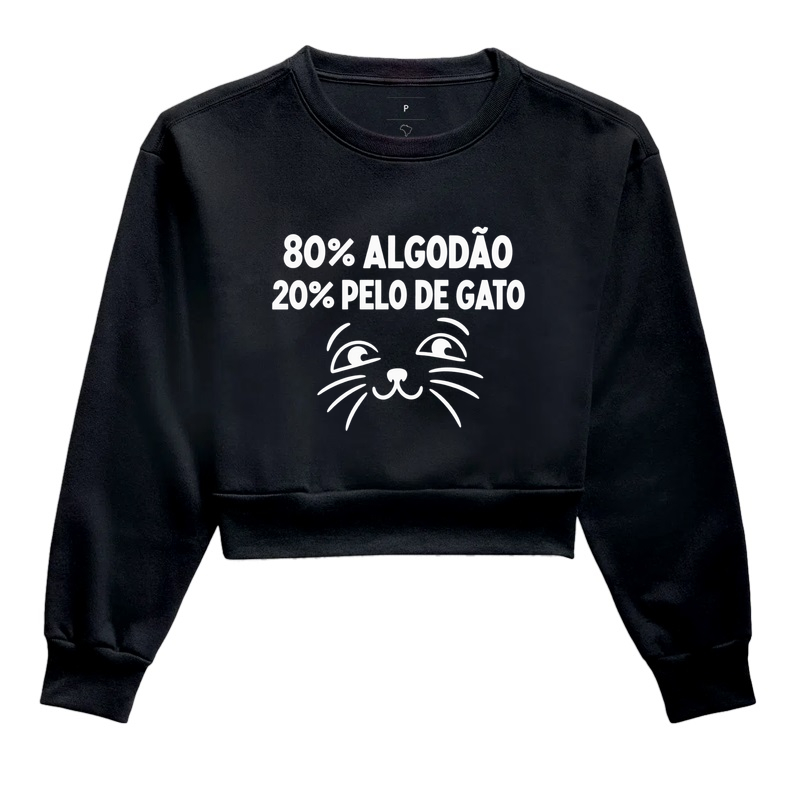 80% Algodão, 20% Pelo de Gato - Cropped Moletom