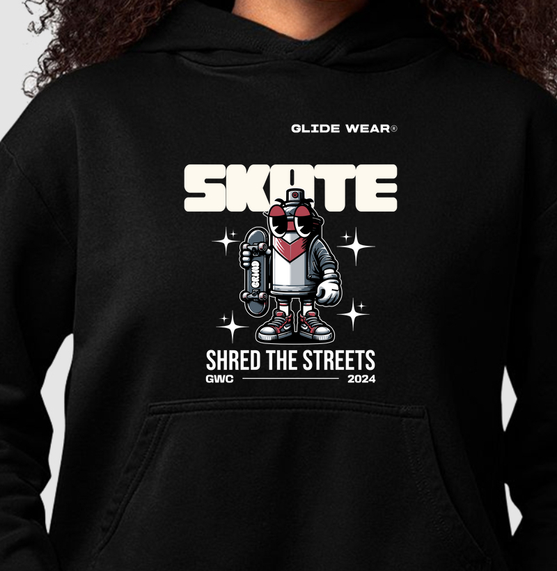 Hoodie Slim Preto SHRED THE STREETS