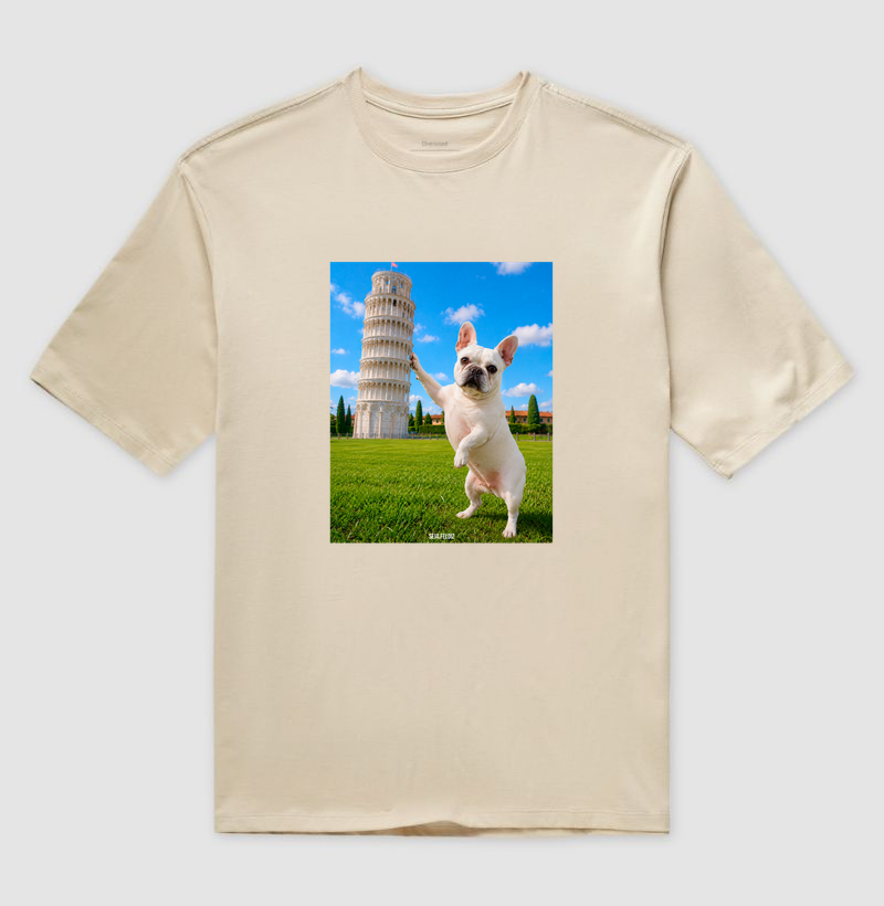 🐾 Frenchie em Pisa - Camiseta Oversized