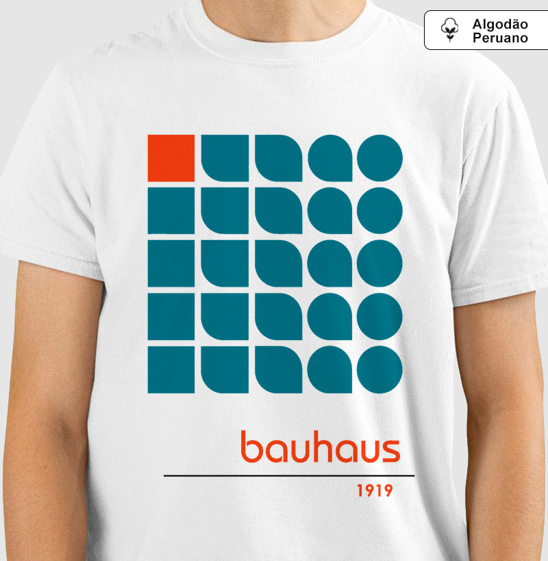 Camiseta Bauhaus 1919 Design Geométrico Minimalista | Algodão Peruano Premium