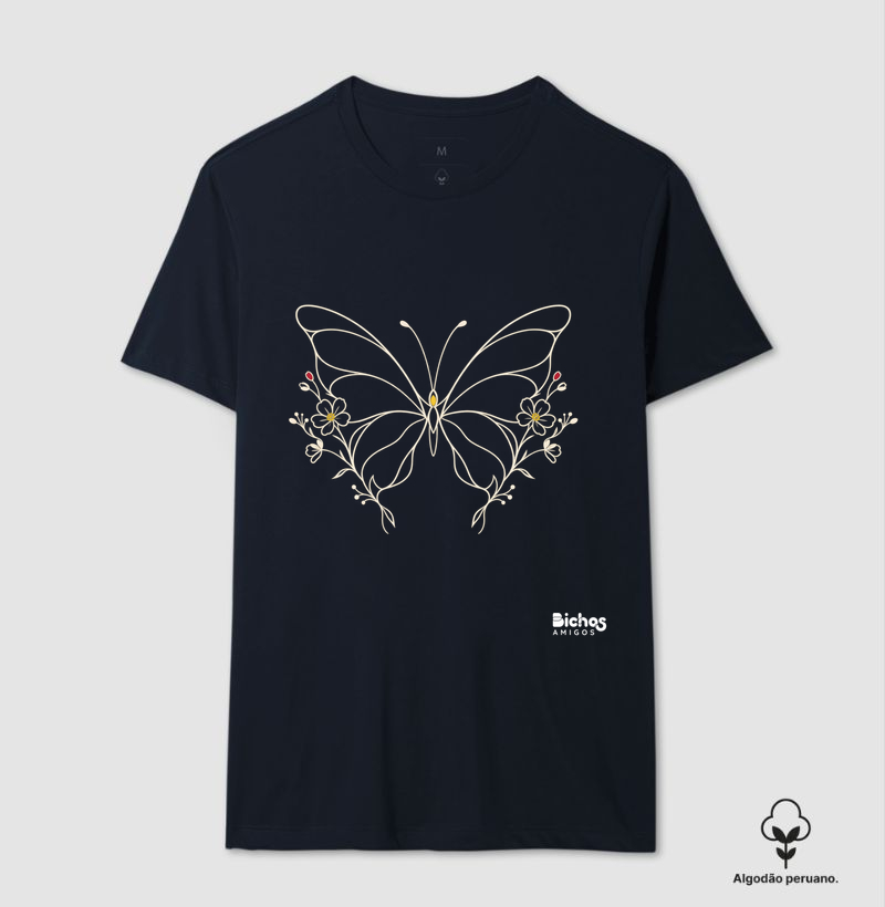 Borboleta dourada - Camiseta Algodão Peruano