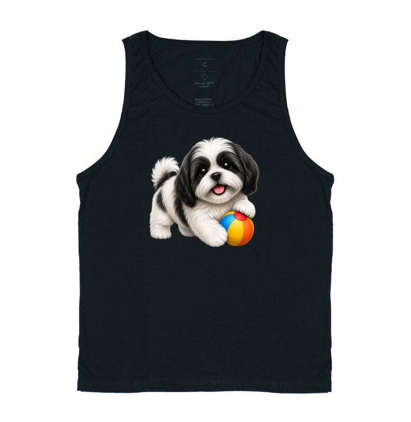 Lhasa Apso Preto - Desenho Animado - Regata