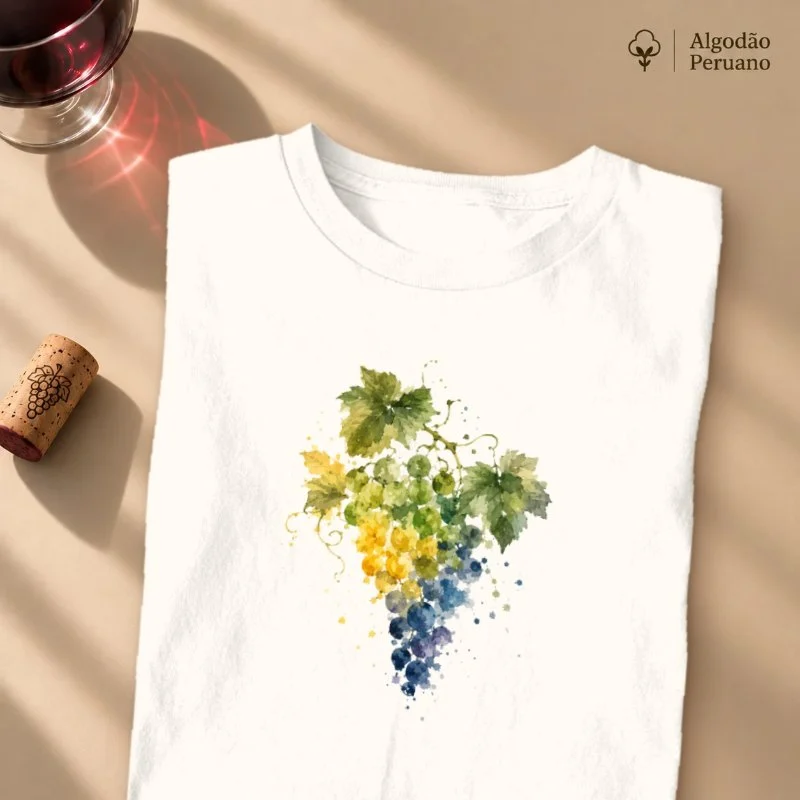 Camiseta Vinho - Essência da Uva Brasileira - Camiseta Algodão Peruano