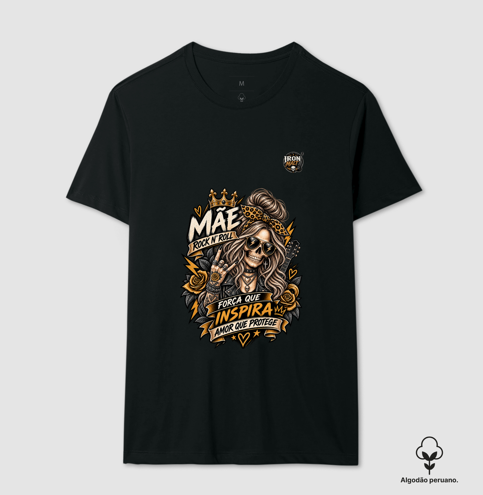 Camiseta Mãe Rock N’ Roll - Camiseta Algodão Peruano