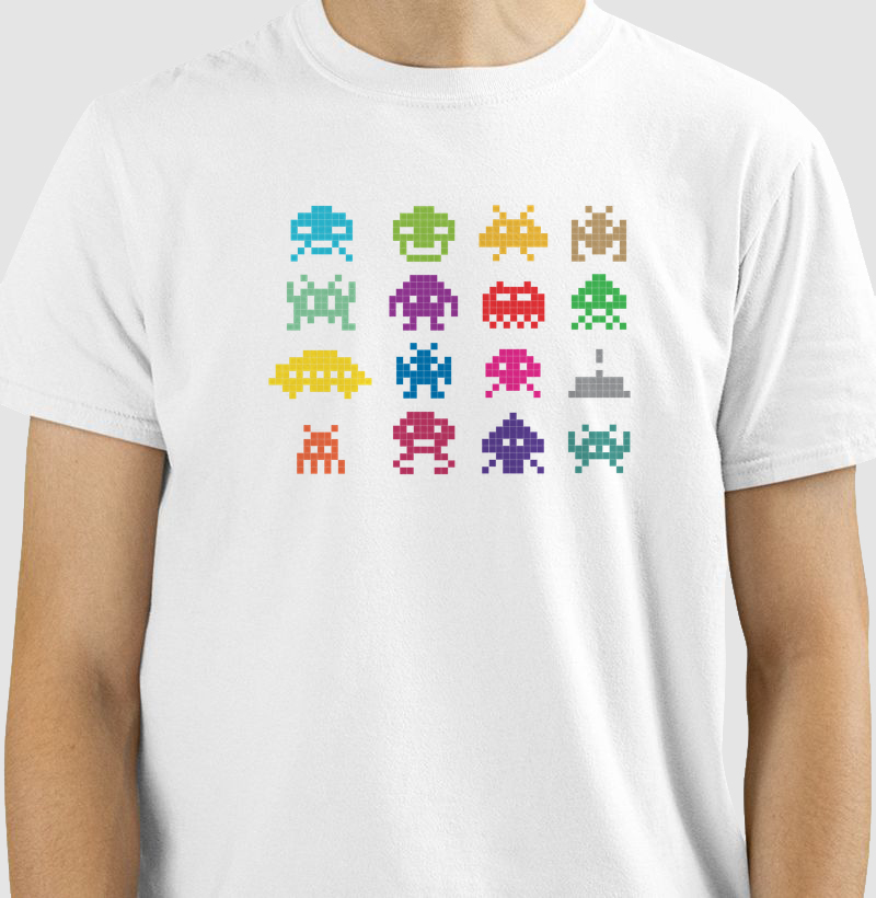 Color Pixel Aliens – Think Tee